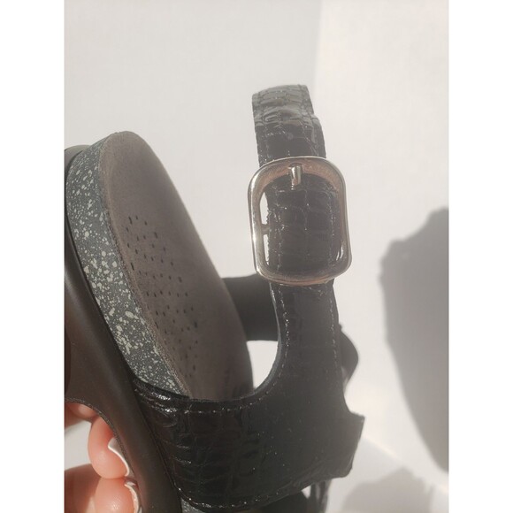 SAS Allegro Sandals Shoes Womens Size 8 Black Crocodile Embossed Patent Leather - Picture 12 of 14
